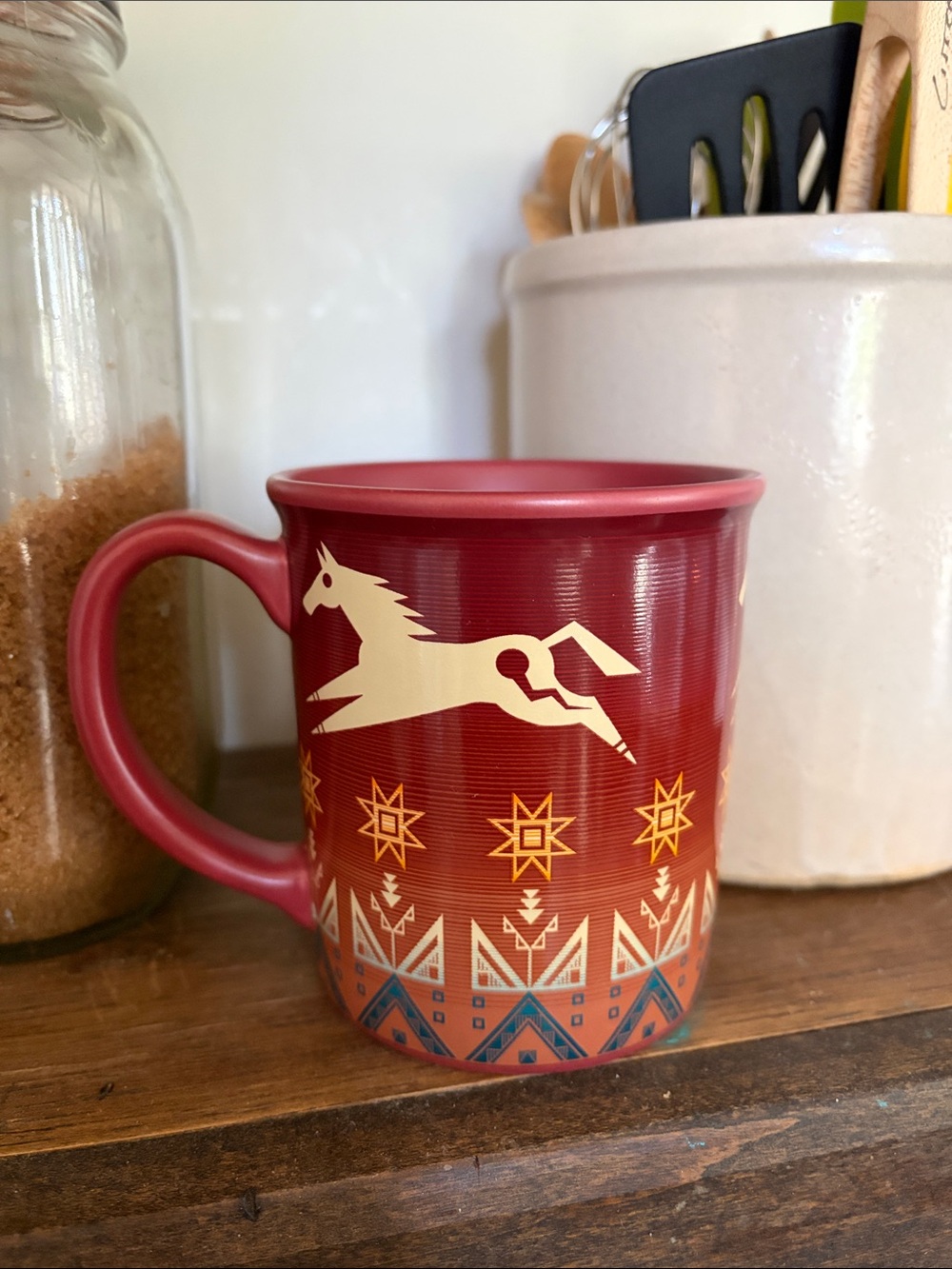 Pendleton Western Red Horse Motif Ceramic Coffee Mug